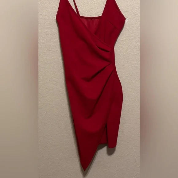SHEIN V-Neck Body wrap Asymmetrical Dress Sz Small Red. - Picture 3 of 12